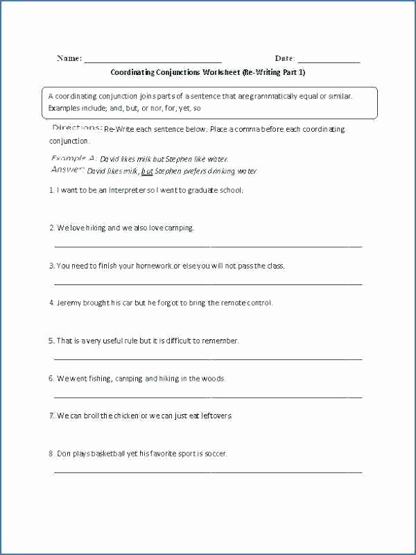 Conjunction Worksheets for Grade 3 Grammar Worksheets for Grade 1 Free Year Printable Line