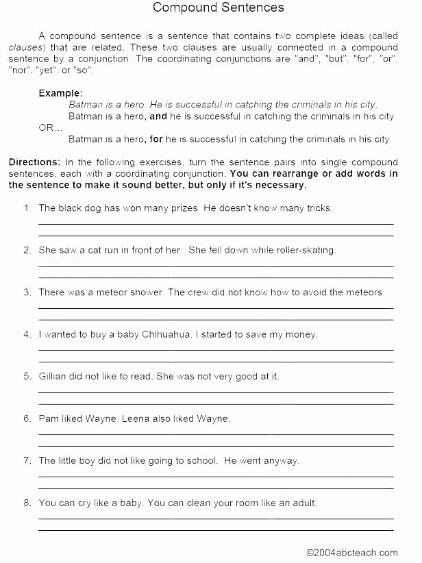 Conjunction Worksheets for Grade 3 Sentence Bining Practice Worksheets Conjunction for Grade