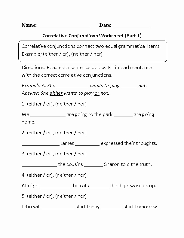 Conjunctions Worksheet 5th Grade 19 Best Of Conjunction Worksheets for 1st Grade