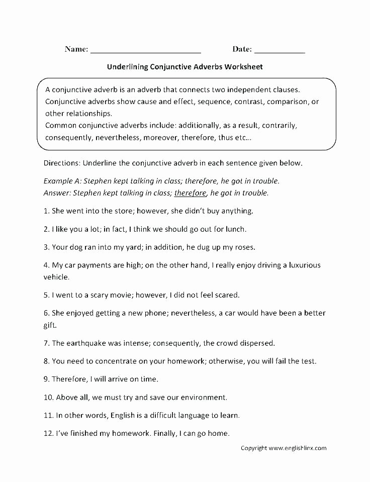 Conjunctions Worksheet 5th Grade 6 Grade English Worksheets – Slaterengineering