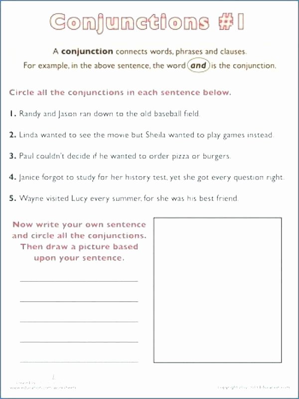 Conjunctions Worksheet 5th Grade Conjunctions and Conjunction Worksheets Worksheet for Grade 2