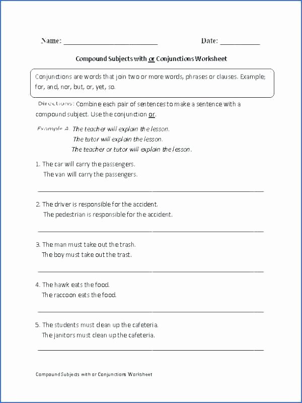 Conjunctions Worksheets 5th Grade Conjunction Worksheets Grade Sentences Quiz Fanboys Pound