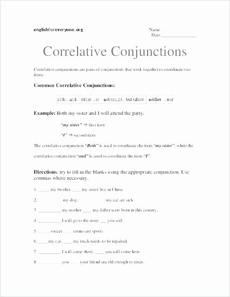 Conjunctions Worksheets 5th Grade Correlative Conjunctions Worksheets