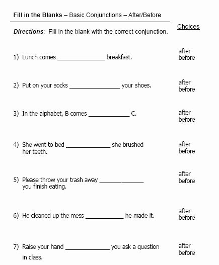 Conjunctions Worksheets for Grade 3 Conjunctions