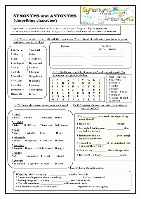 Context Clues Worksheets 1st Grade Synonym Antonym Worksheet First Grade Synonyms and Antonyms