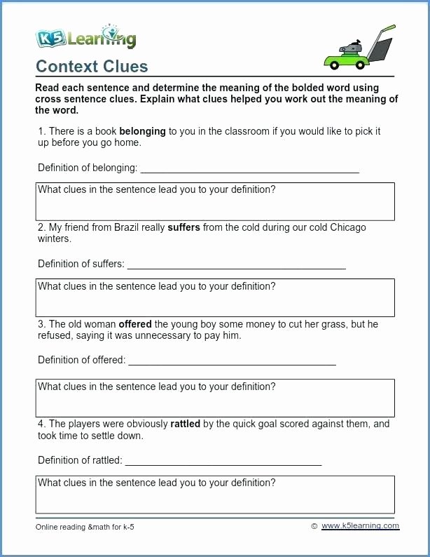 Context Clues Worksheets Grade 5 Context Clues Worksheets for Grade 5