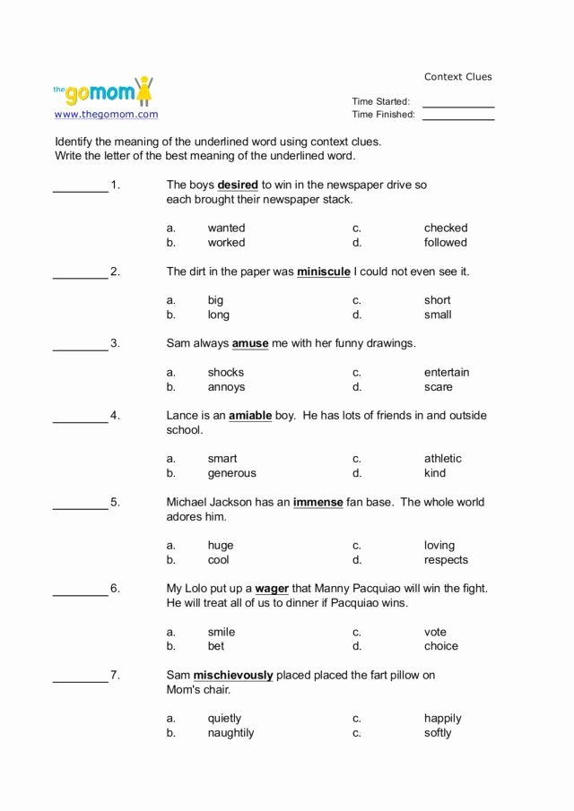 Context Clues Worksheets Second Grade Context Clue Worksheet Redwoodsmedia