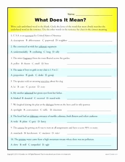 Context Clues Worksheets Second Grade Context Clues Worksheets 6th Grade Middle School Worksheet