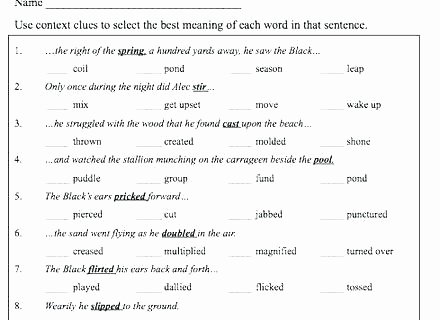 Context Clues Worksheets Second Grade Context Clues Worksheets for Grade Printable First Free