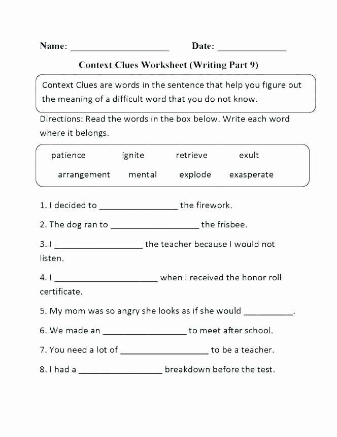 Context Clues Worksheets Second Grade Free Context Clues Worksheets 2nd Grade – Onlineoutlet