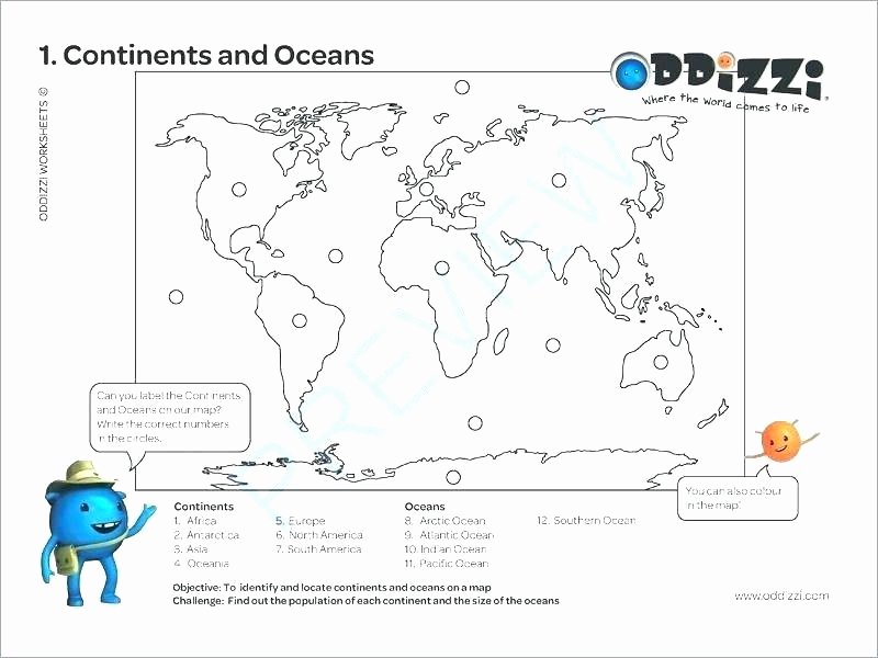 Continents and Oceans Worksheet Printable 2nd Grade Continents and Oceans Worksheets