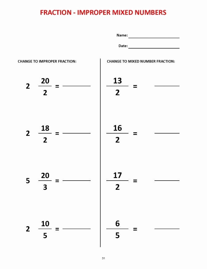 Conversion Worksheets 5th Grade Kindergarten Mixed Fraction Worksheets Multi Digit Addition