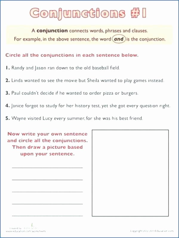 Correlative Conjunctions Worksheet 5th Grade Conjunctions Worksheets for Grade 5