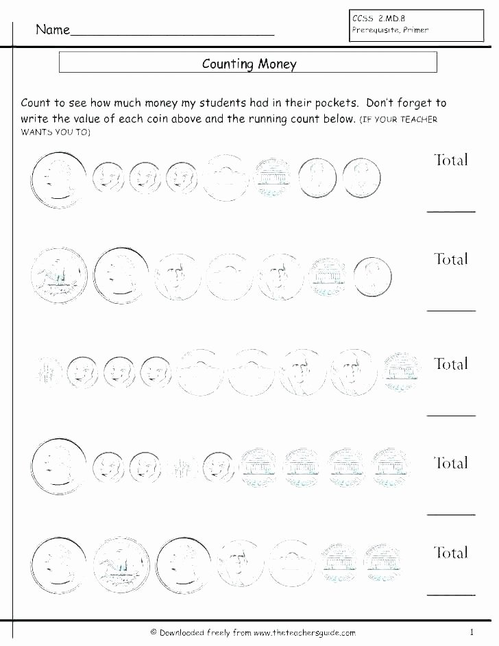 Counting Bills and Coins Worksheets Coin Worksheets Kindergarten