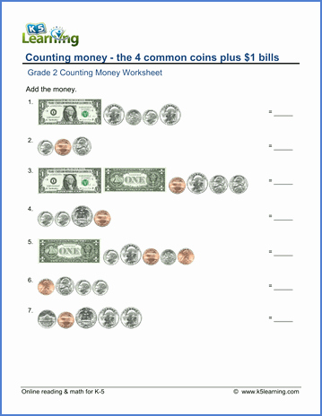 Counting Bills and Coins Worksheets Free Math Worksheets Money Grade 2