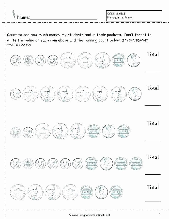 Counting Coins Worksheets First Grade Free Money Worksheets for Second Grade Counting Money