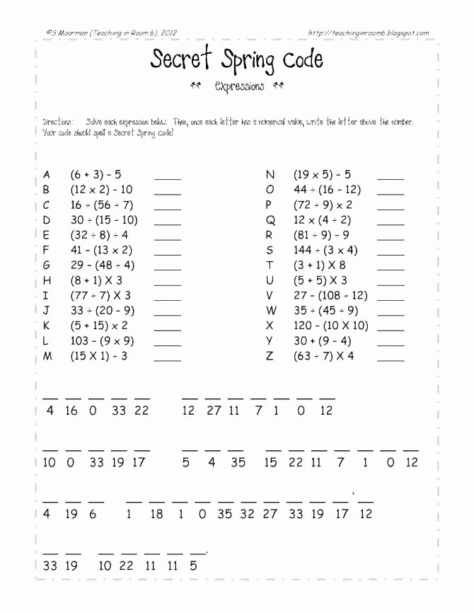 Crack the Code Worksheets Printable New Math Riddle Worksheets