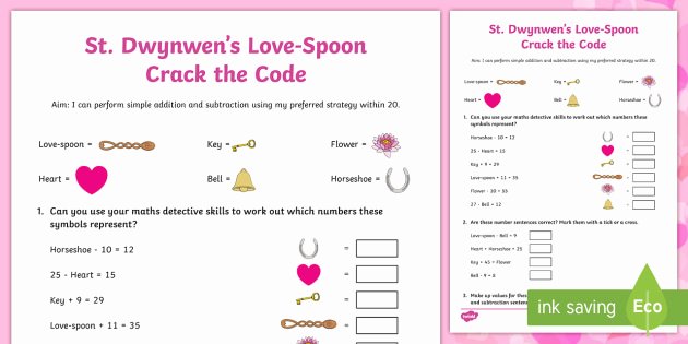 Crack the Code Worksheets St Dwynwen S Love Spoon Crack the Code Worksheet Worksheet
