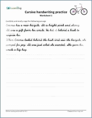 Cursive Paragraph Worksheets Practice Writing Worksheets for 2nd Grade