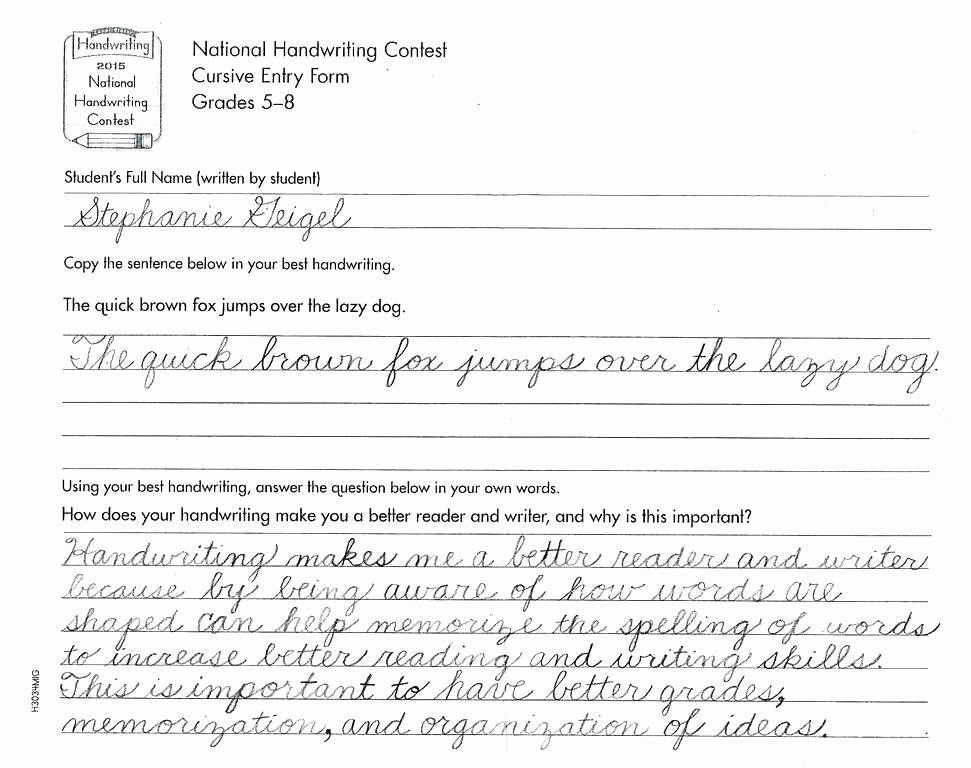 Cursive Sentences Worksheets Printable Samples Cursive Writing Eighth Grader Handwriting Sample
