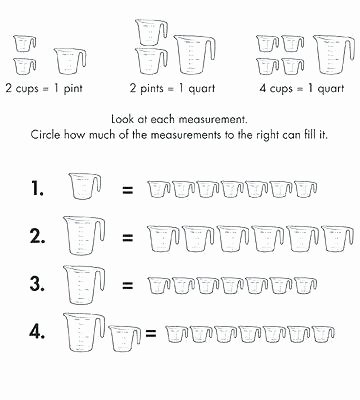 Customary Capacity Worksheets Measuring Cup Worksheets Full Size Measurement Length