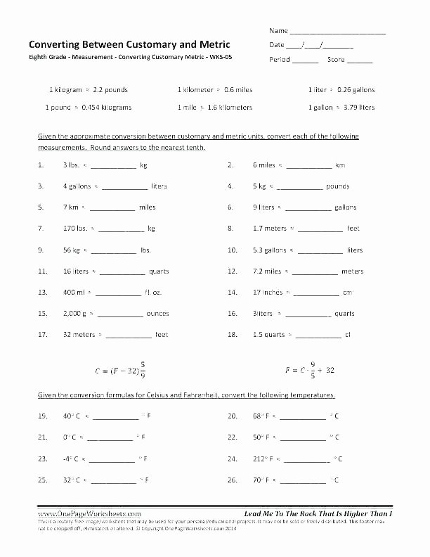 Customary Measurement Conversion Worksheet 4th Grade Math Measurement Worksheets