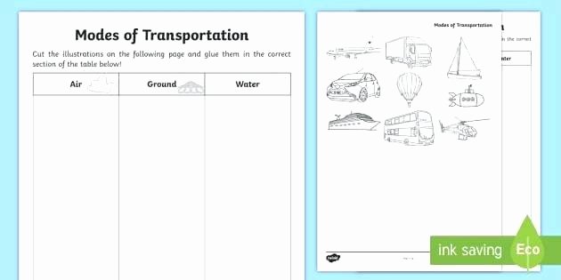 Cut and Paste Worksheet Modes Transportation Cut and Glue Worksheet Grade 1