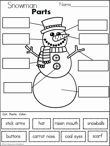 Cut and Paste Worksheets Free Free Snowman Labeling Worksheet Cut and Paste