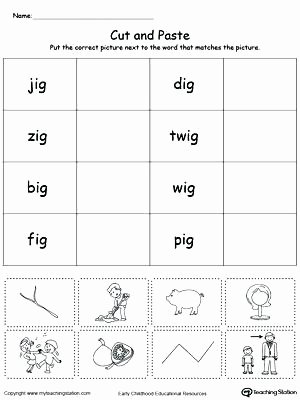 Cut and Paste Worksheets Kindergarten Am Word Family Worksheets for Kindergarten