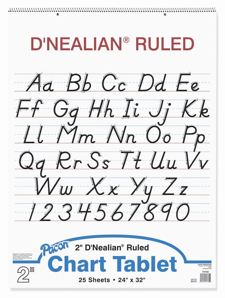 D Nealian Cursive Worksheets D Nealian Chart Tablet 24&quot;x32&quot; Manuscript 25 Sheets