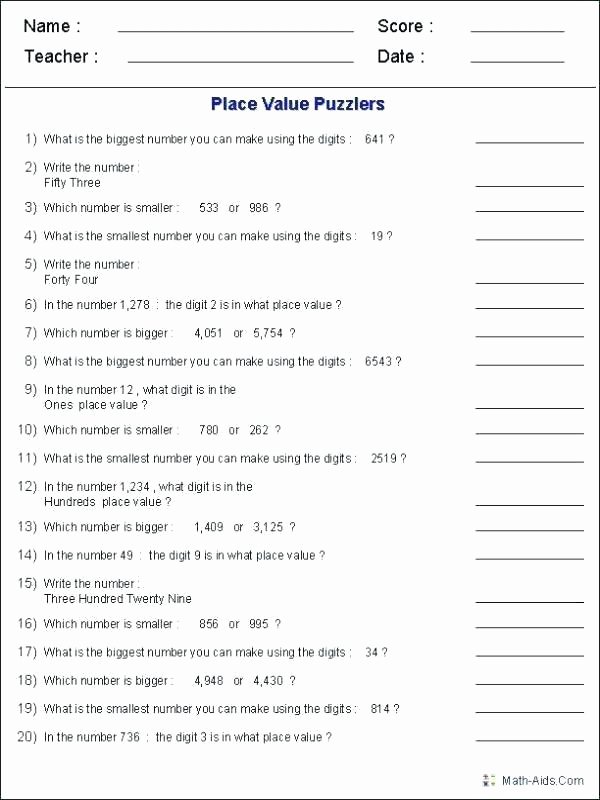 Decimal Expanded form Worksheet Place Value Worksheets 4th Grade Printable Expanded form
