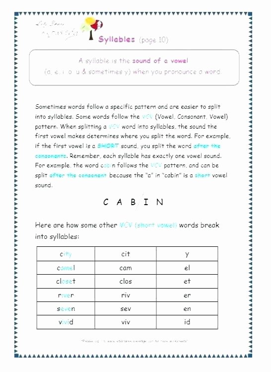 Decoding Worksheets for 1st Grade New Free Printable Syllable Worksheets for Grade First the Best