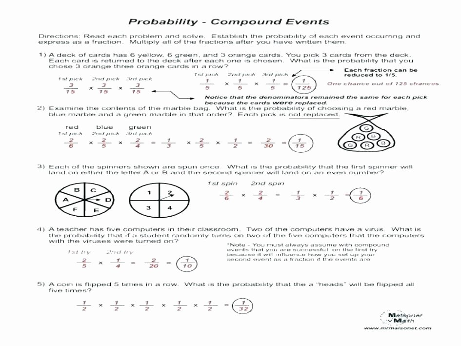 Dependent Probability Worksheet with Answers Free Printable Probability Worksheets Grade with Cards
