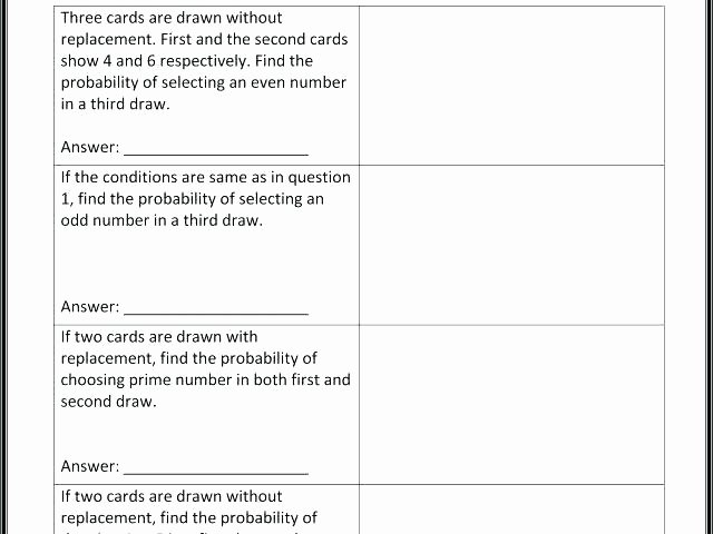 Dependent Probability Worksheet with Answers Free Printable Probability Worksheets