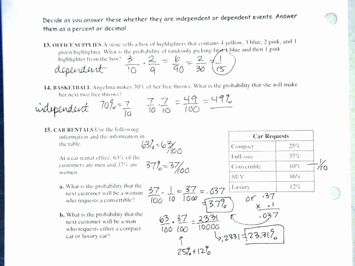 Dependent Probability Worksheet with Answers Introduction to Probability Worksheet – Trubs