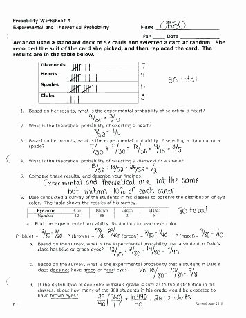 Dependent Probability Worksheet with Answers Probability Worksheets Probability Worksheets Grade 7 with