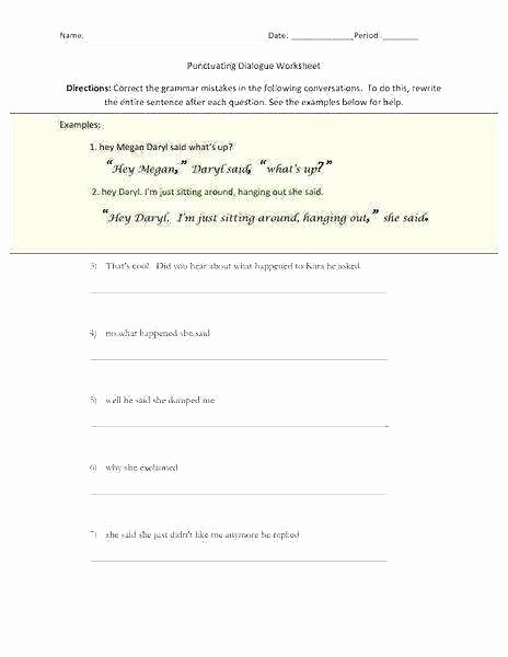 Dialogue Worksheet 5th Grade Punctuation Worksheets 3rd Grade 3 Dialogue Pletion