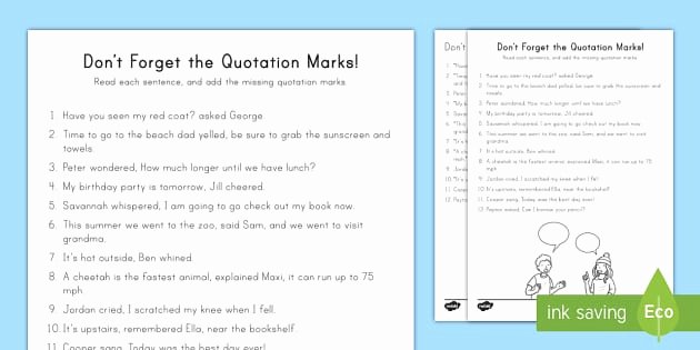 Dialogue Worksheets for Middle School Don T for the Quotation Marks Worksheet Worksheet