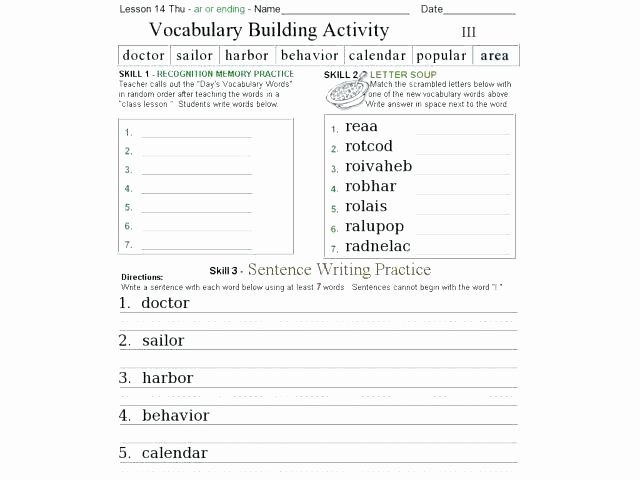 Dictionary Skill Worksheets 3rd Grade Life Skills Vocabulary Worksheets