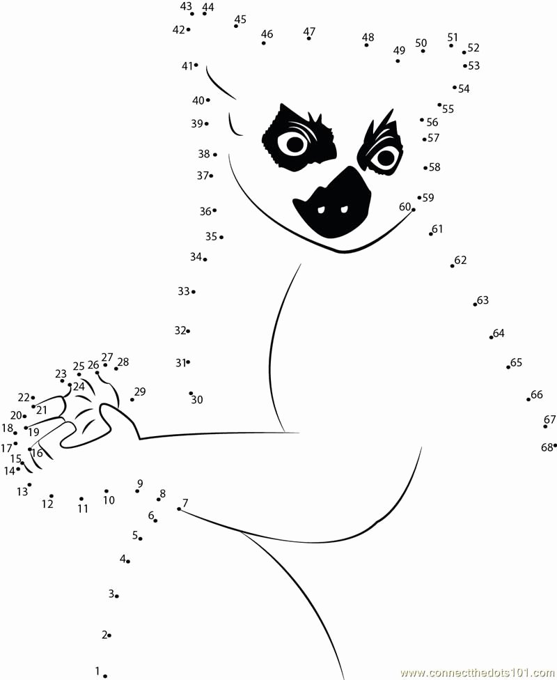 Difficult Dot to Dot Beautiful Connect the Dots Challenging Lemur Worksheet Dot to Dots