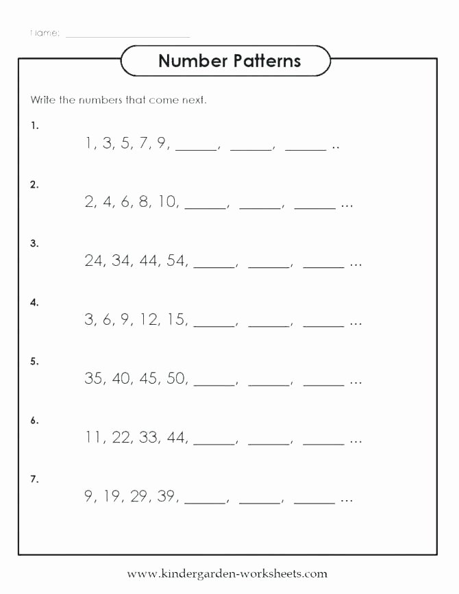 Dinosaur Worksheets Kindergarten Number Patterns Worksheets for Kindergarten