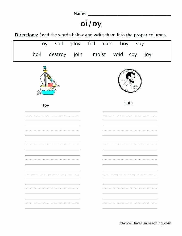 Diphthong Oi Oy Worksheets Vowel Digraph Oi Aw Worksheets by Differentiation Corner Oy