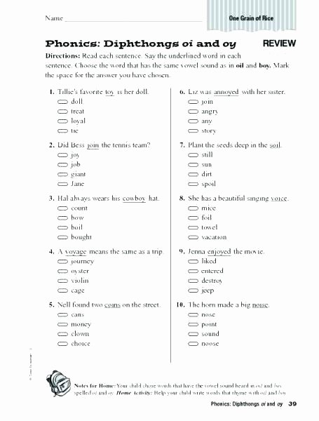 Diphthongs Oi Oy Worksheets Diphthongs Oi and Worksheets Grade Second Printable Vowel 3rd