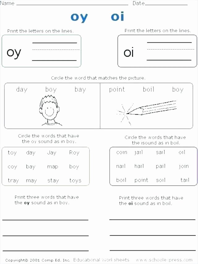 Diphthongs Oi Oy Worksheets Diphthongs Worksheets Oi Activities and Lesson Plans