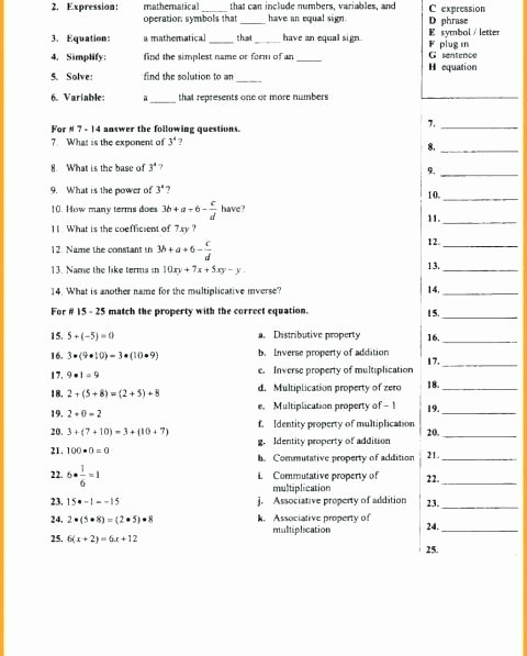 Distributive Property Worksheet 6th Grade associative Property Addition Worksheets Mutative