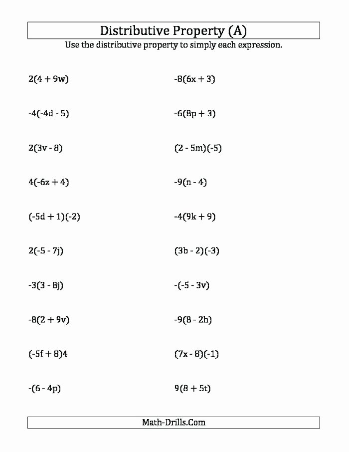 Distributive Property Worksheets 9th Grade 6th Grade Math Algebra – Dufresneassociates