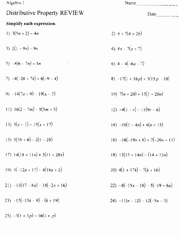 Distributive Property Worksheets 9th Grade Grade Properties whole Numbers Class 6 Worksheet 6 Ns 4