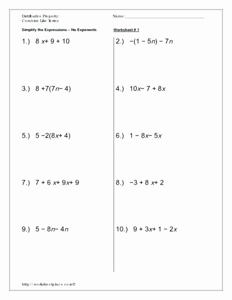 Distributive Property Worksheets 9th Grade It solving Algebraic Expressions Worksheets Equations