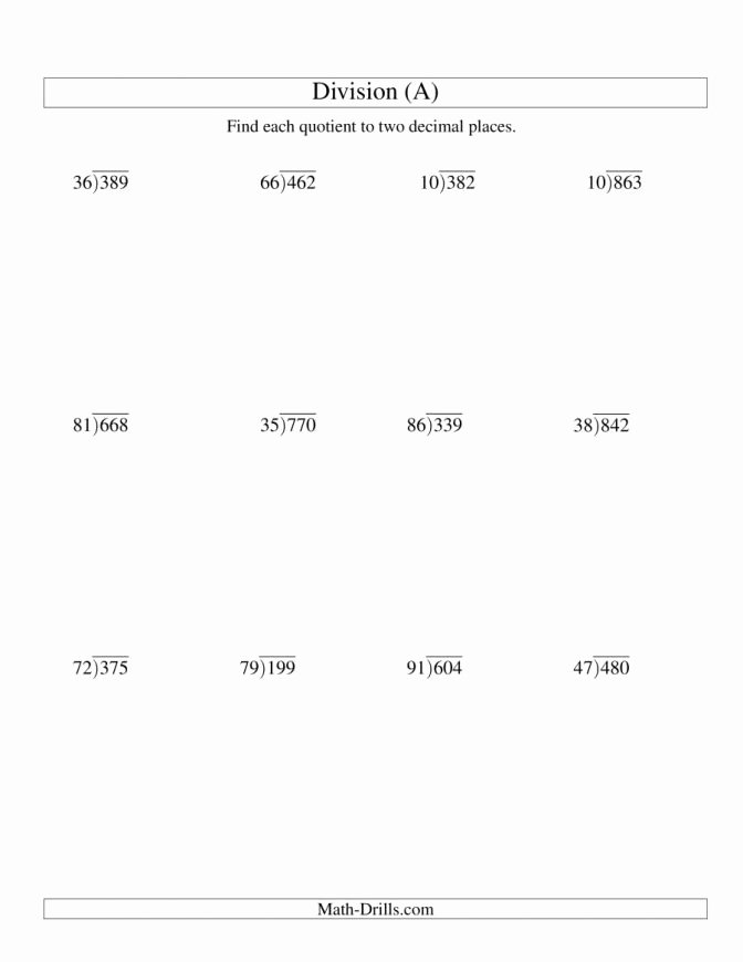 Double Digit Division Worksheet Long Division Worksheets with Decimals 5th Grade Easy Two