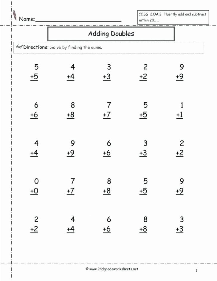 Doubles Addition Facts Worksheets Adding Doubles Worksheets Redwoodsmedia